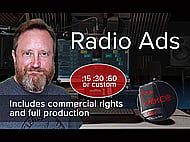 A fully produced radio or internet ad using my American male voice Banner Image