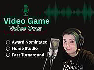 Studio quality human female video game voice over Banner Image
