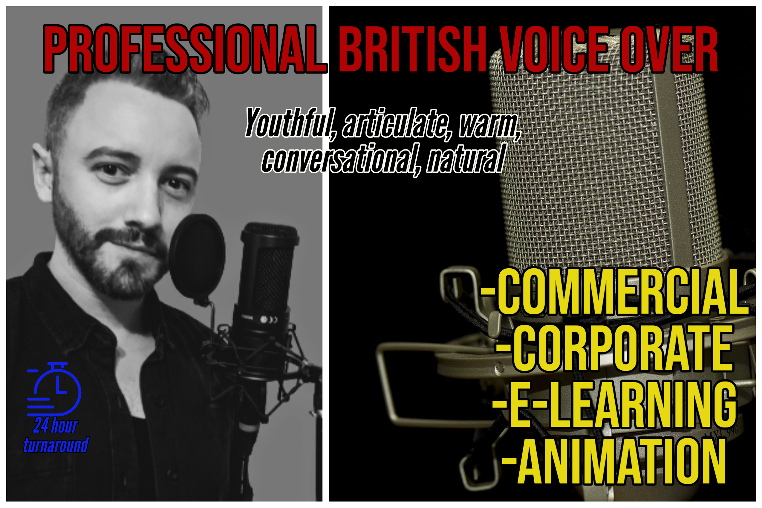 A top-rated, professional and conversational Voice Over for your video